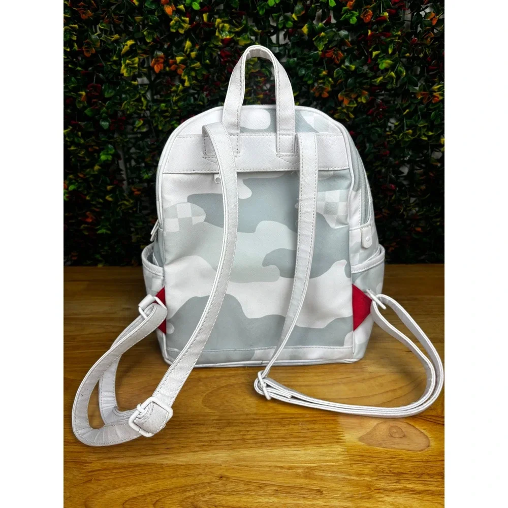 Sprayground 3AM Leblanc Mini Backpack Grey White Checker Shark Mouth Streetwear